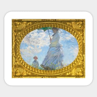 MONET - Claude Monet's Madame Monet and Her Son (1875) by Claude Monet gold frame landscape Sticker